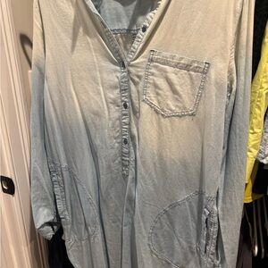 Rubbish Light Blue Button-Up Dress